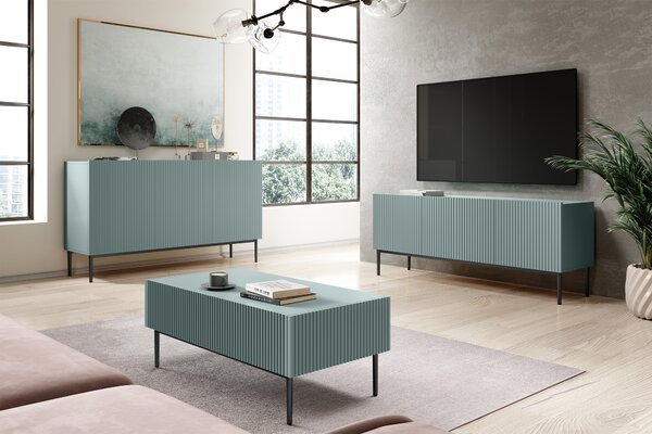 TV stolík Nicole 150 cm - šalviová / čierne nožičky