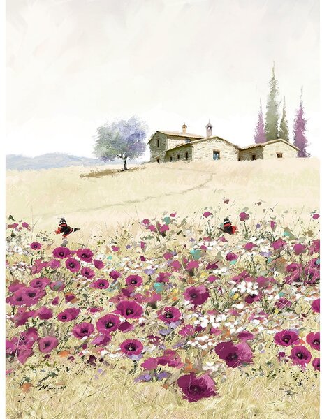 Obraz na plátne Styler Violet Poppies, 50 x 70 cm