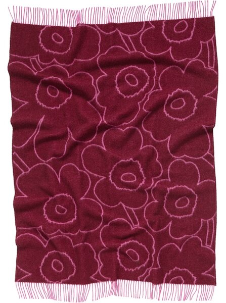 Marimekko Vlnená deka Piirto Unikko 130x170, bordó-fuchsia