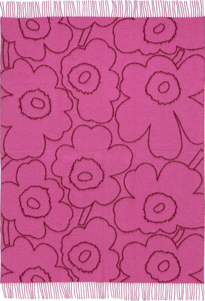 Marimekko Vlnená deka Piirto Unikko 130x170, bordó-fuchsia