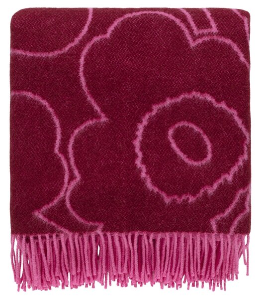 Marimekko Vlnená deka Piirto Unikko 130x170, bordó-fuchsia