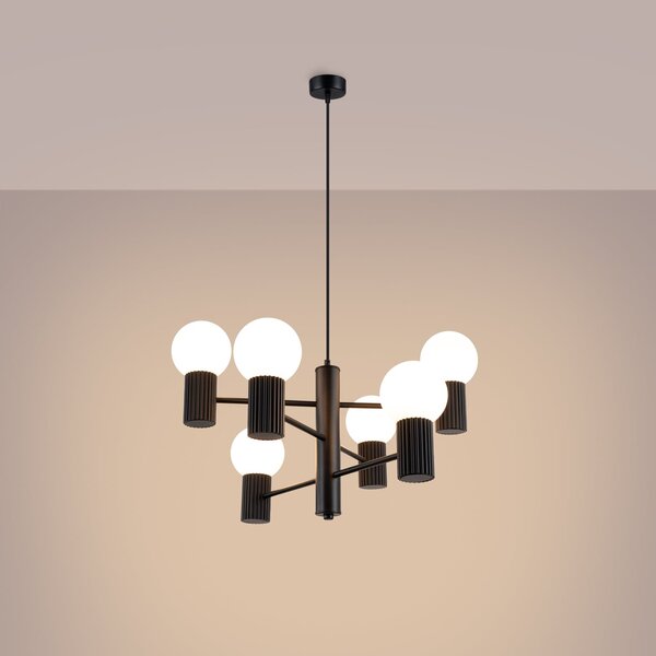 Luster Halo, 6x biele sklenené tienidlo, b