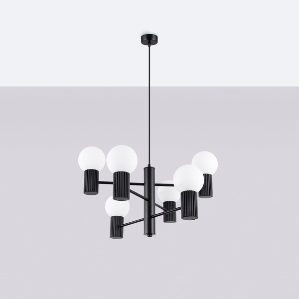 Luster Halo, 6x biele sklenené tienidlo, b