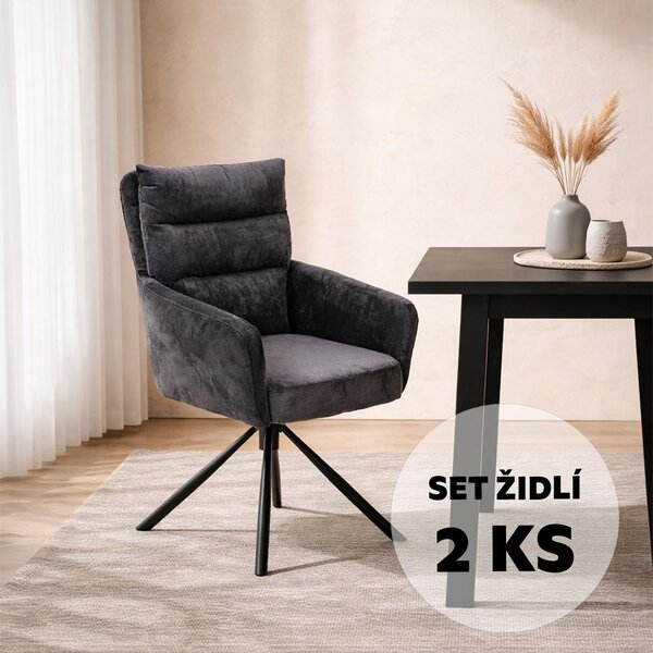 Set - 2 ks Otočná jedálenská stolička AVENBERG TESSA tmavosivá