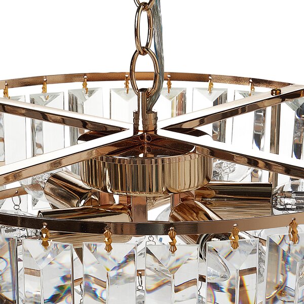 Luster zlatý kovový ⌀ 49 cm závesná lampa sklenený krištáľový glamour štýl obývačka spálňa