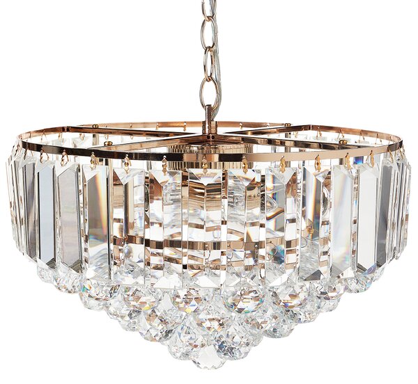 Luster zlatý kovový ⌀ 49 cm závesná lampa sklenený krištáľový glamour štýl obývačka spálňa
