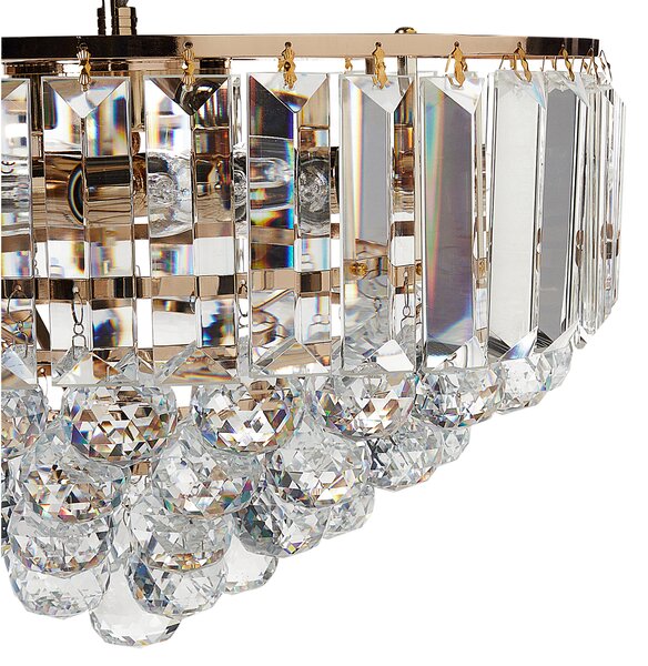 Luster zlatý kovový ⌀ 49 cm závesná lampa sklenený krištáľový glamour štýl obývačka spálňa
