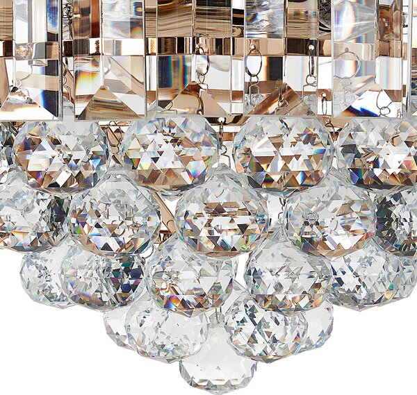Luster zlatý kovový ⌀ 49 cm závesná lampa sklenený krištáľový glamour štýl obývačka spálňa