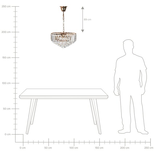 Luster zlatý kovový ⌀ 49 cm závesná lampa sklenený krištáľový glamour štýl obývačka spálňa