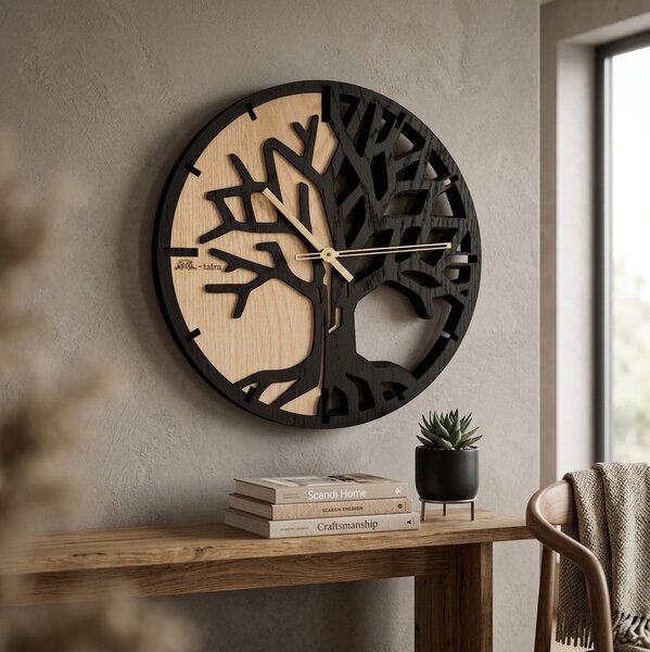 3D Dubové drevené hodiny T-Tatra Oak 30cm-50cm-80cm Strom života