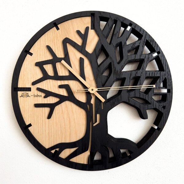 3D Dubové drevené hodiny T-Tatra Oak 30cm-50cm-80cm Strom života