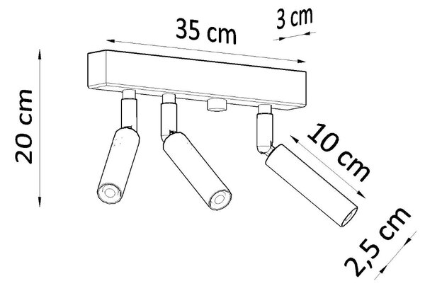 Bodové svietidlo Eyetech, 3x biele kovové tienidlo, (možnosť polohovania)