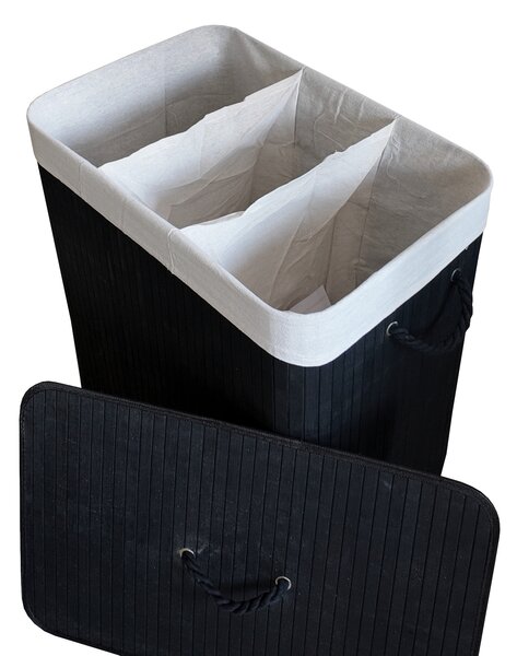 TRENDIE Bambusový kôš na prádlo 150l čierny + DARČEK