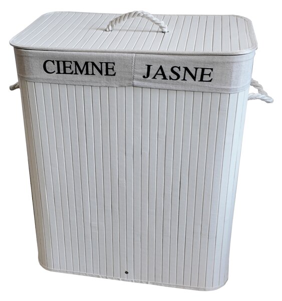 TRENDIE Bambusový kôš na prádlo 100l biely + DARČEK