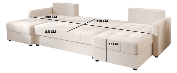 Rozkladacia sedacia súprava do U VENORIA 285x146 cm, púdrovo ružová + 2 vankúšiky ZDARMA