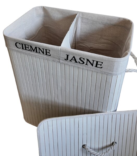 TRENDIE Bambusový kôš na prádlo 100l biely + DARČEK