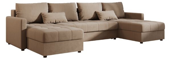 Rozkladacia sedacia súprava do U VENORIA 285x146 cm, béžová + 2 vankúšiky ZDARMA