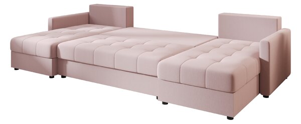 Rozkladacia sedacia súprava do U VENORIA 285x146 cm, púdrovo ružová + 2 vankúšiky ZDARMA