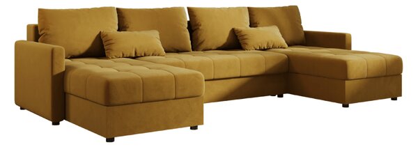 Rozkladacia sedacia súprava do U VENORIA 285x146 cm, horčicová + 2 vankúšiky ZDARMA