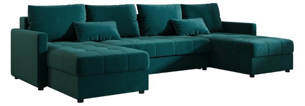Rozkladacia sedacia súprava do U VENORIA 285x146 cm, petrolejová + 2 vankúšiky ZDARMA