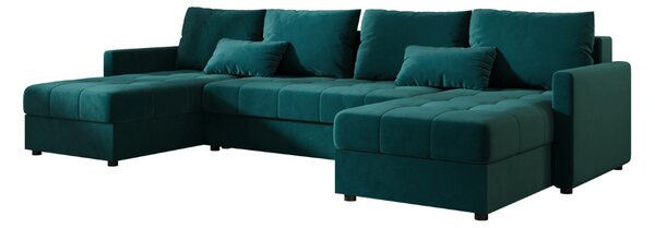 Rozkladacia sedacia súprava do U VENORIA 285x146 cm, petrolejová + 2 vankúšiky ZDARMA