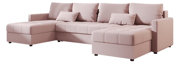 Rozkladacia sedacia súprava do U VENORIA 285x146 cm, púdrovo ružová + 2 vankúšiky ZDARMA