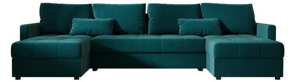 Rozkladacia sedacia súprava do U VENORIA 285x146 cm, petrolejová + 2 vankúšiky ZDARMA
