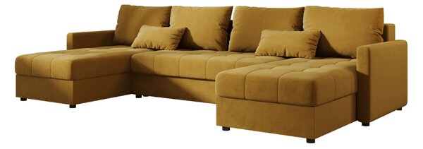Rozkladacia sedacia súprava do U VENORIA 285x146 cm, horčicová + 2 vankúšiky ZDARMA
