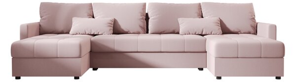 Rozkladacia sedacia súprava do U VENORIA 285x146 cm, púdrovo ružová + 2 vankúšiky ZDARMA