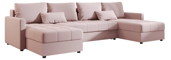 Rozkladacia sedacia súprava do U VENORIA 285x146 cm, púdrovo ružová + 2 vankúšiky ZDARMA