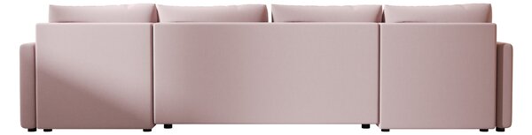 Rozkladacia sedacia súprava do U VENORIA 285x146 cm, púdrovo ružová + 2 vankúšiky ZDARMA