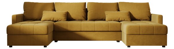 Rozkladacia sedacia súprava do U VENORIA 285x146 cm, horčicová + 2 vankúšiky ZDARMA