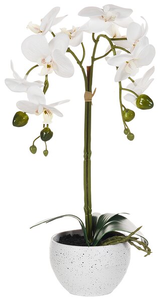 Umelá rastlina v kvetináči orchidea biela a zelená syntetický materiál 42 cm dekorácie doplnky interiér