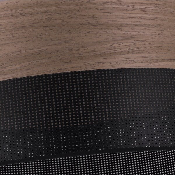 Závesné svietidlo Wood, 1x hnedá orechová dýha/čierne PVC tienidlo, (fi 20cm)