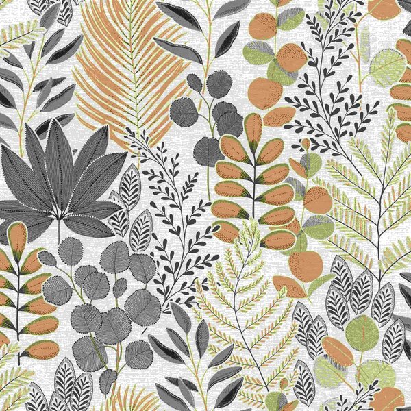 RASCH | Vliesová tapeta na stenu Timeless Selection 465334 | 0,53 x 10,05 m | biela, zelená, okrová