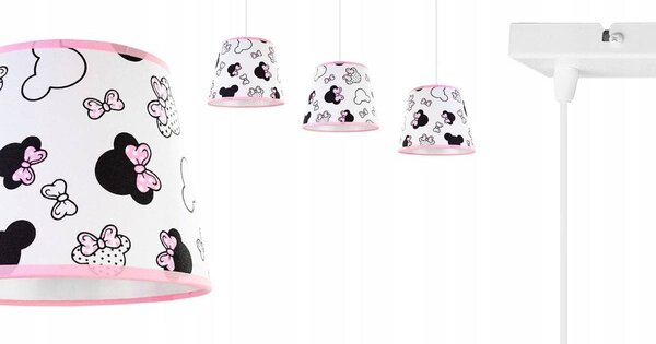 Detské závesné svietidlo Minnie, 3x textilné tienidlo so vzorom, s
