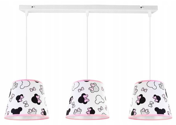 Detské závesné svietidlo Minnie, 3x textilné tienidlo so vzorom, s