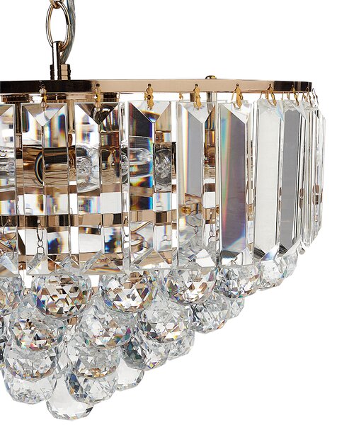 Luster zlatý kovový ⌀ 40 cm závesná lampa sklenený krištáľový glamour štýl obývačka spálňa