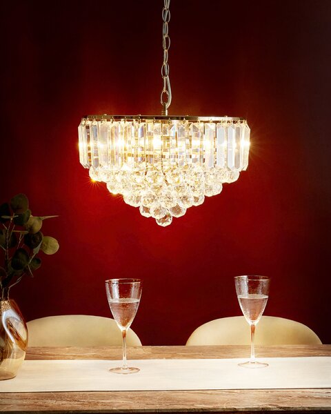Luster zlatý kovový ⌀ 40 cm závesná lampa sklenený krištáľový glamour štýl obývačka spálňa