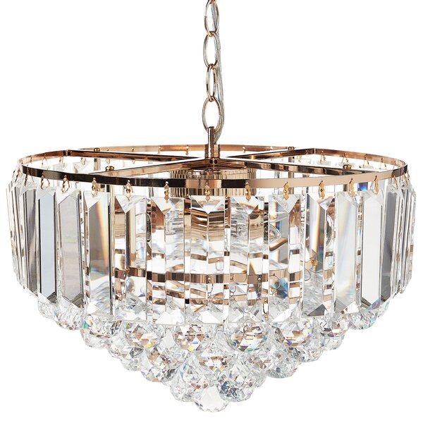 Luster zlatý kovový ⌀ 40 cm závesná lampa sklenený krištáľový glamour štýl obývačka spálňa