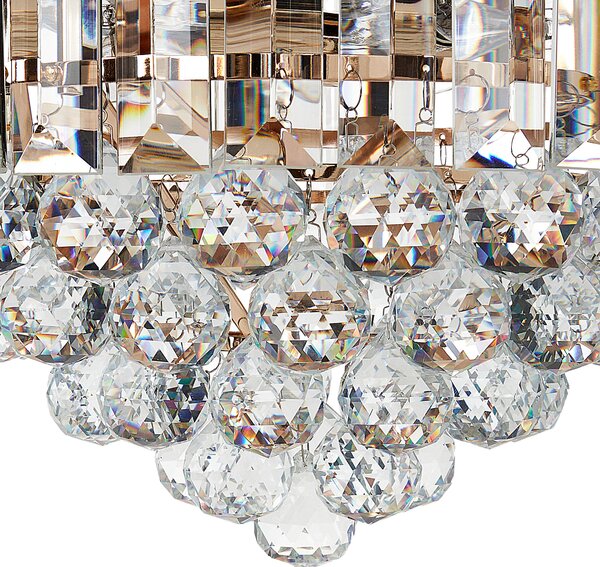 Luster zlatý kovový ⌀ 40 cm závesná lampa sklenený krištáľový glamour štýl obývačka spálňa