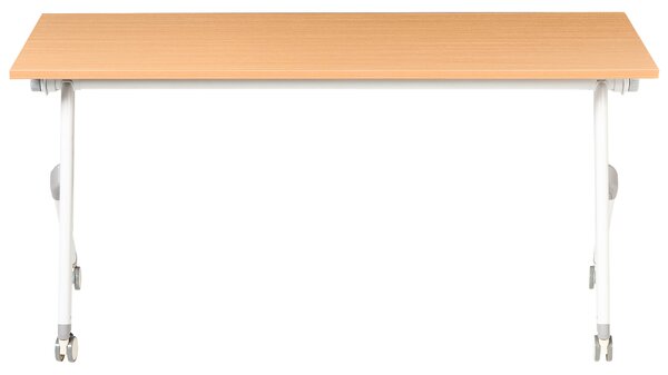 Skladací písací stôl hnedá MFC stolová doska biely kovový rám 160 x 60 cm prenosný stolík s kolieskami moderná kancelária