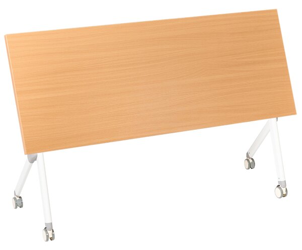 Skladací písací stôl hnedá MFC stolová doska biely kovový rám 160 x 60 cm prenosný stolík s kolieskami moderná kancelária