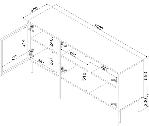 MEBLINE Komoda ANDREA 150 3D kašmír