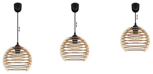 Závesné svietidlo Timber, 1x drevené tienidlo, lp, n