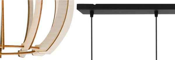 Závesné svietidlo Timber 9, 4x drevené tienidlo