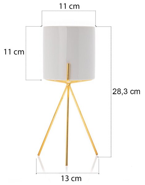 KERAMICKÝ KVETINÁČ SO STOJANOM EMMA SMOOTH 28X13 CM BIELA