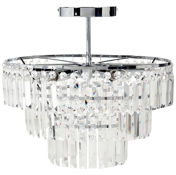 Luster strieborný kovový chrómový povrch závesná lampa sklenený krištáľový glamour štýl obývacia izba