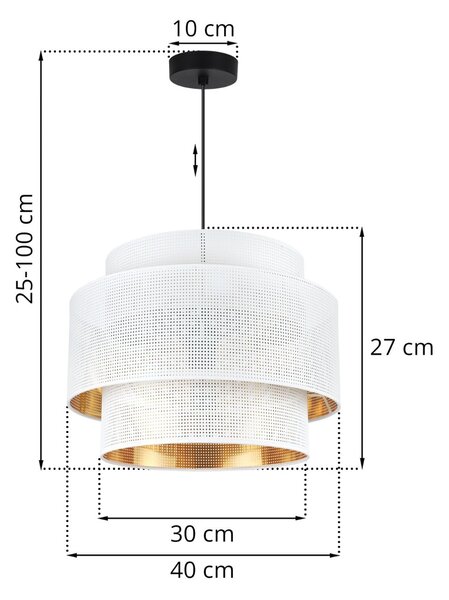 Závesné svietidlo Asti, 1x biele PVC tienidlo, (fi 40cm), g, b