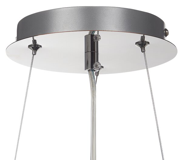 Luster strieborný železný chrómovaný povrch so sklenenými kryštálmi závesná lampa glamour štýl obývacia izba jedáleň